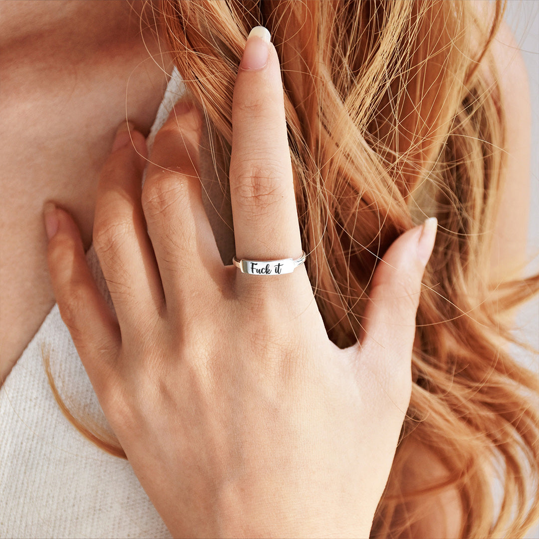 FUCK IT DAINTY BAR RING