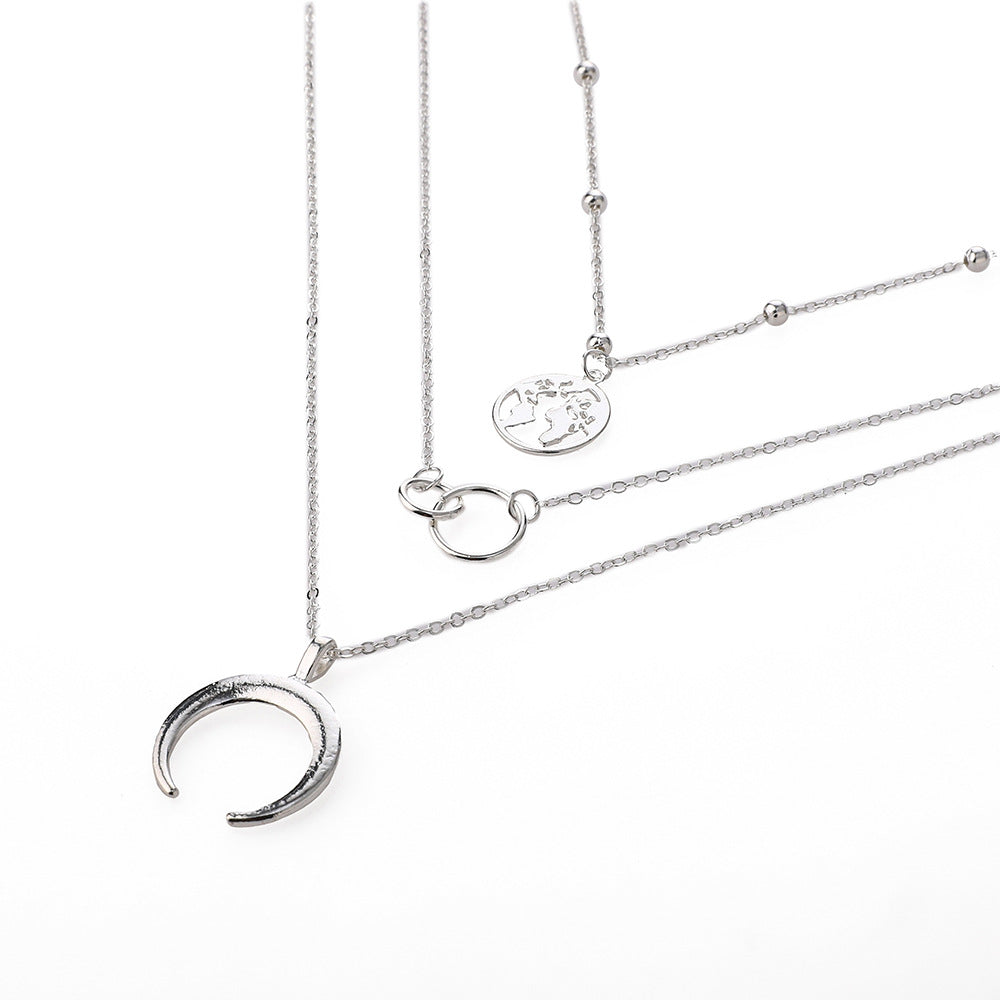 I WAS ALAWAYS HERE LIKE MOON TO THE EARTH STACK NECKLACE