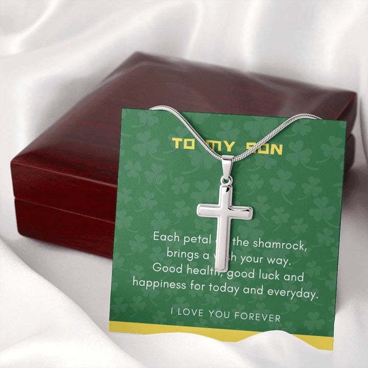 Shamrock Blessings Cross Necklace