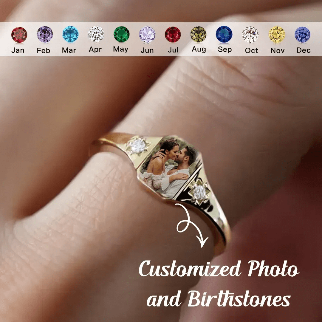 FOR LOVE-PHOTO BIRTHSTONE CUSTOM RING