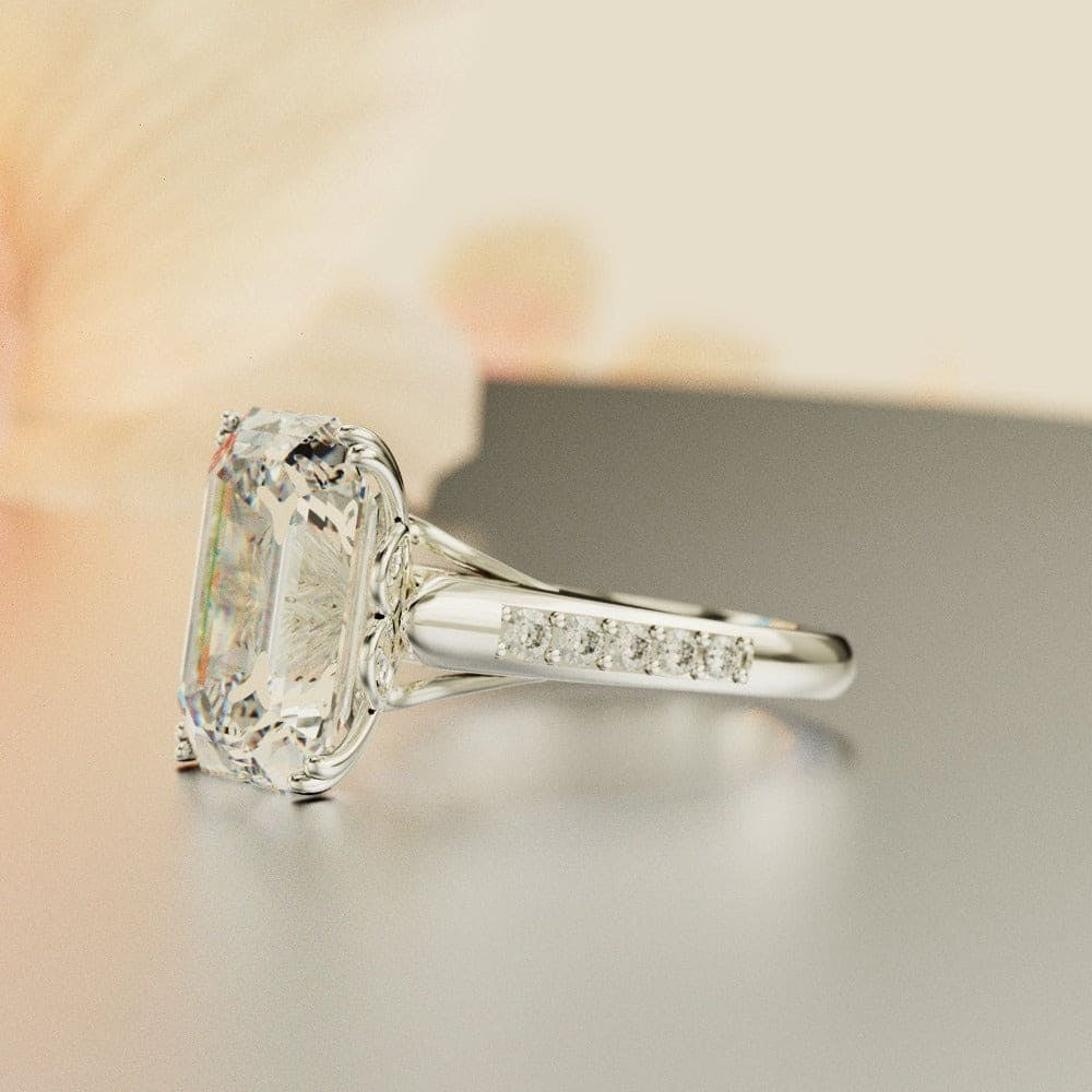 Glitter Dream Emerald-Cut Sculpted Ring - S925 Sterling Silver