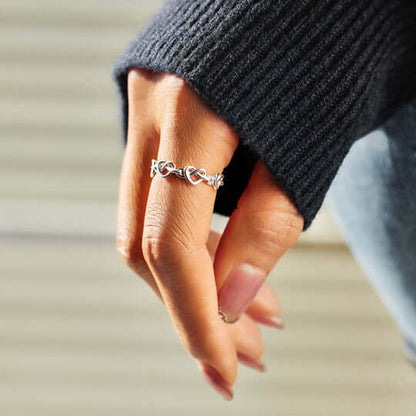 Mother & Daughter Always Connected Infinity Heart Knot Ring