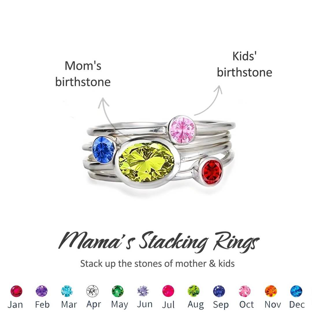 Mama's Stacking Birthstone Adjustable Ring