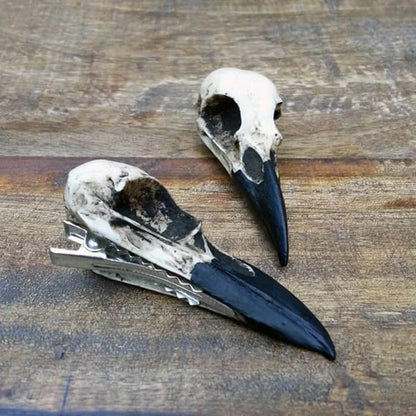 Crow Skull Hairpin and Necklace Set – Halloween Gothic Accessories