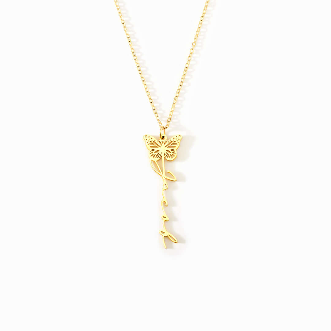BIRTH BUTTERFLY NAME NECKLACE
