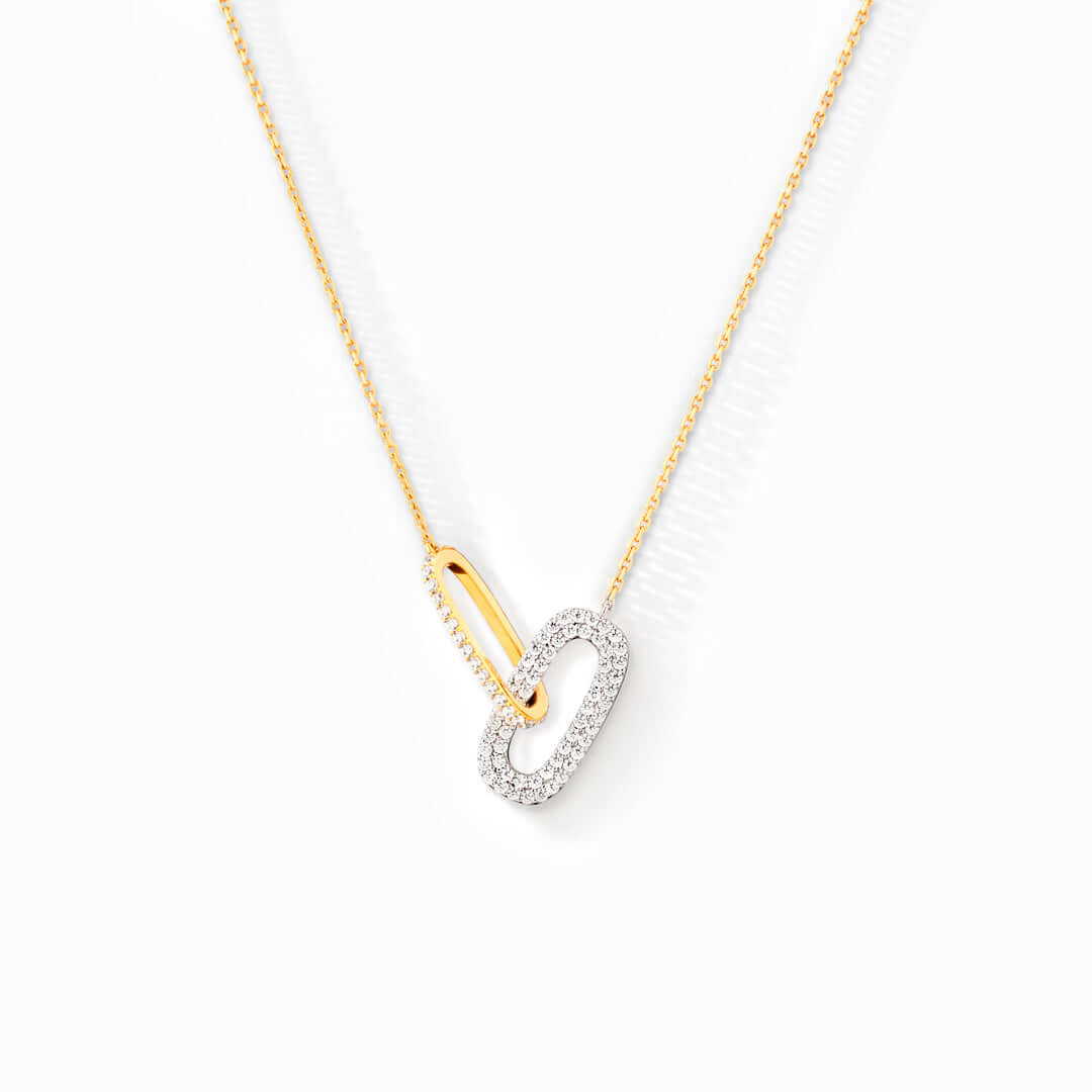 Mother & Daughter Linked By Angel’s Hands Interlocking Oval Necklace