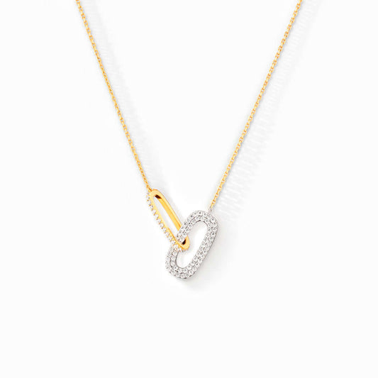 Mother & Daughter Linked By Angel’s Hands Interlocking Oval Necklace