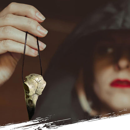 Crow Skull Hairpin and Necklace Set – Halloween Gothic Accessories