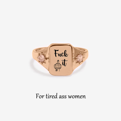 S925 FUCK IT SQUARE RING