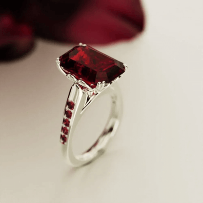 Glitter Dream Emerald-Cut Sculpted Ring - S925 Sterling Silver