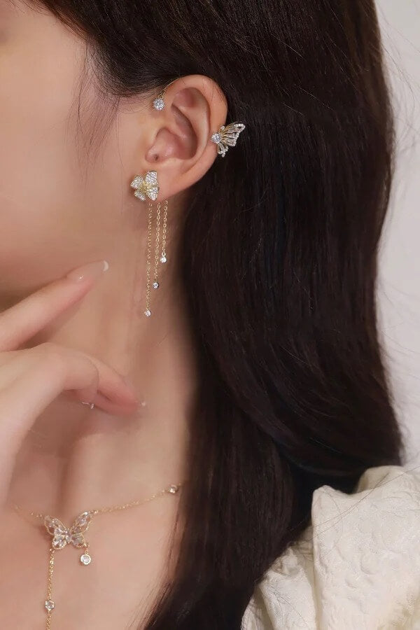 🎄Christmas Pre-sale🎁Butterfly Tassel Style Zircon Earrings | Perfect Gift