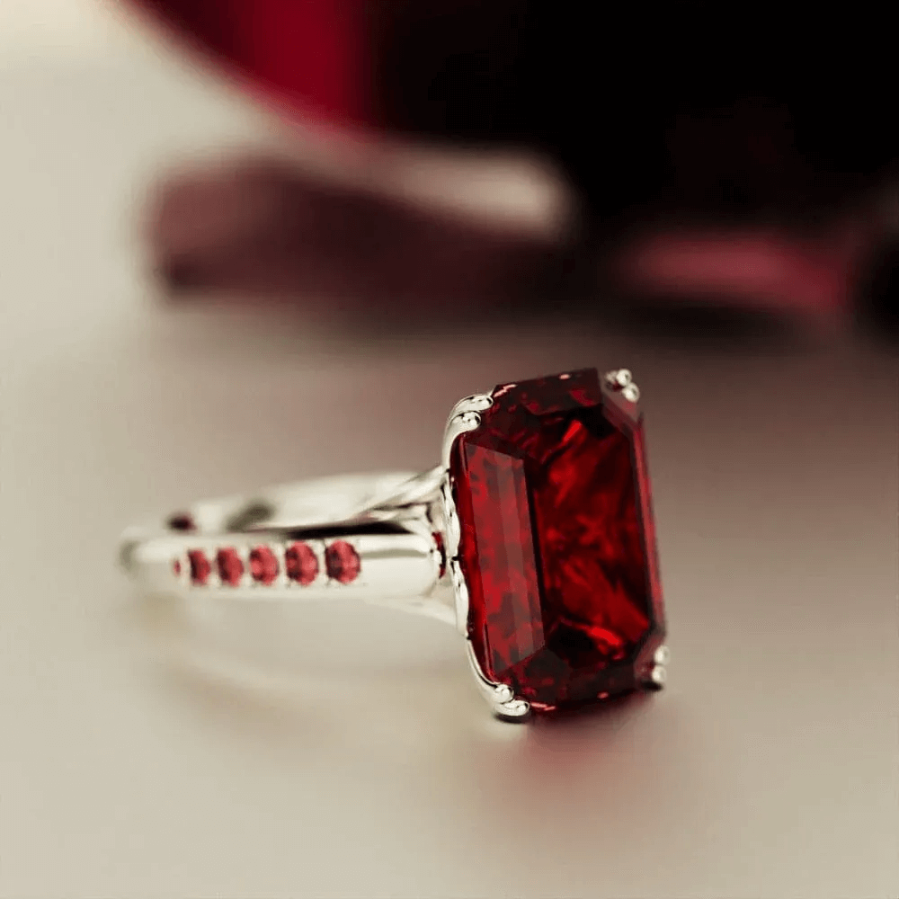 Glitter Dream Emerald-Cut Sculpted Ring - S925 Sterling Silver