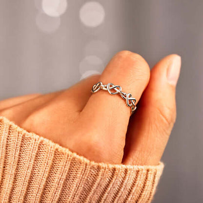 Mother & Daughter Always Connected Infinity Heart Knot Ring