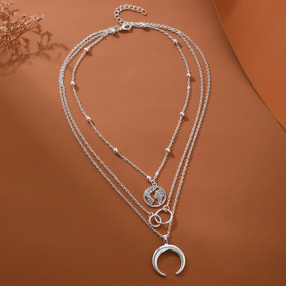I WAS ALAWAYS HERE LIKE MOON TO THE EARTH STACK NECKLACE