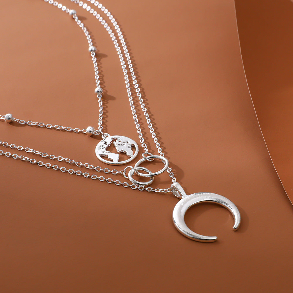 I WAS ALAWAYS HERE LIKE MOON TO THE EARTH STACK NECKLACE