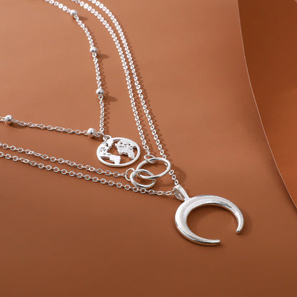 I WAS ALAWAYS HERE LIKE MOON TO THE EARTH STACK NECKLACE