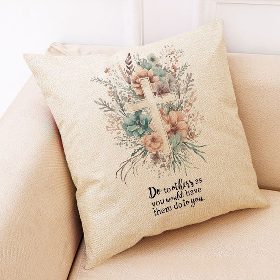 Cross Printed Quilted Pillow Case