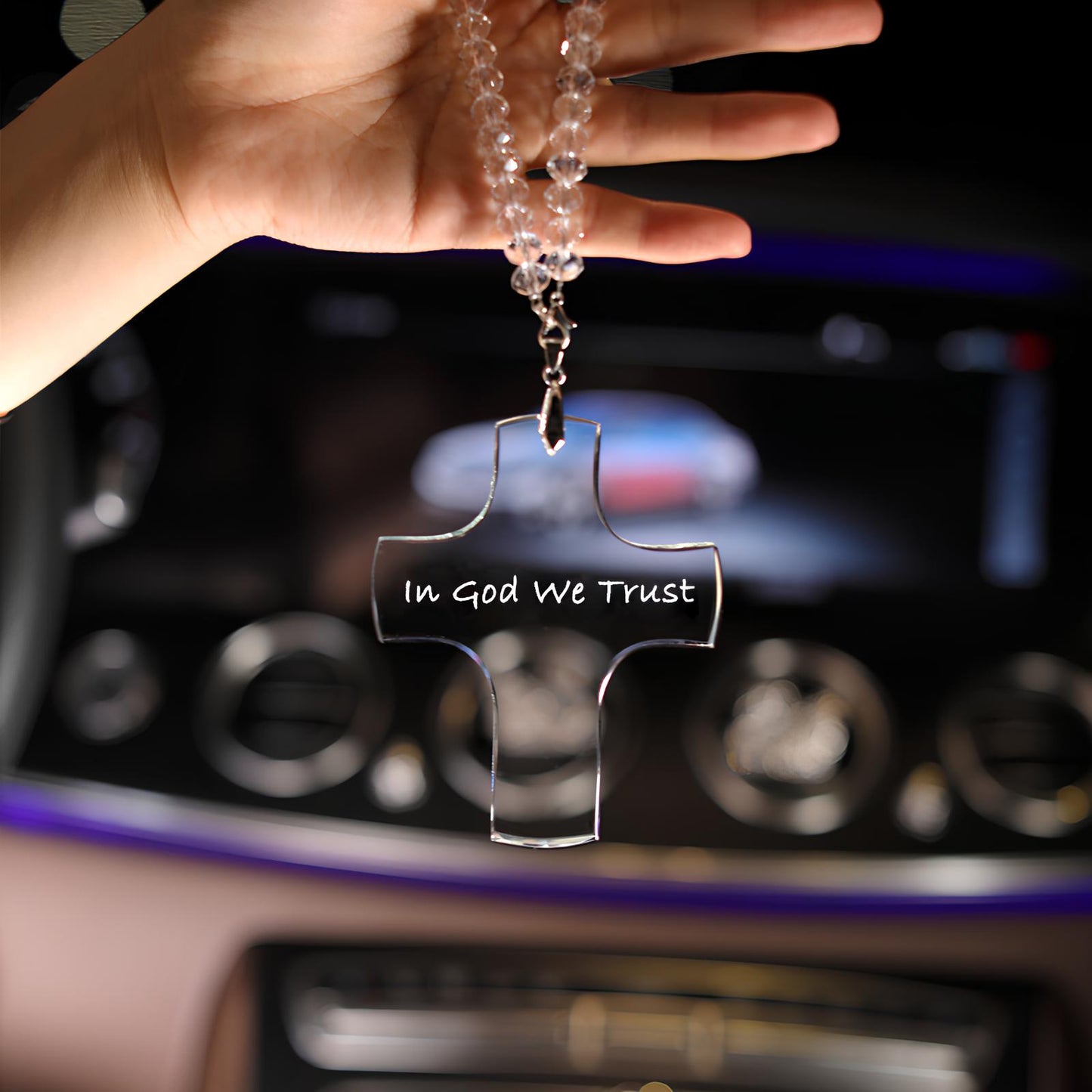 In God We Trust Crystal Car Pendant