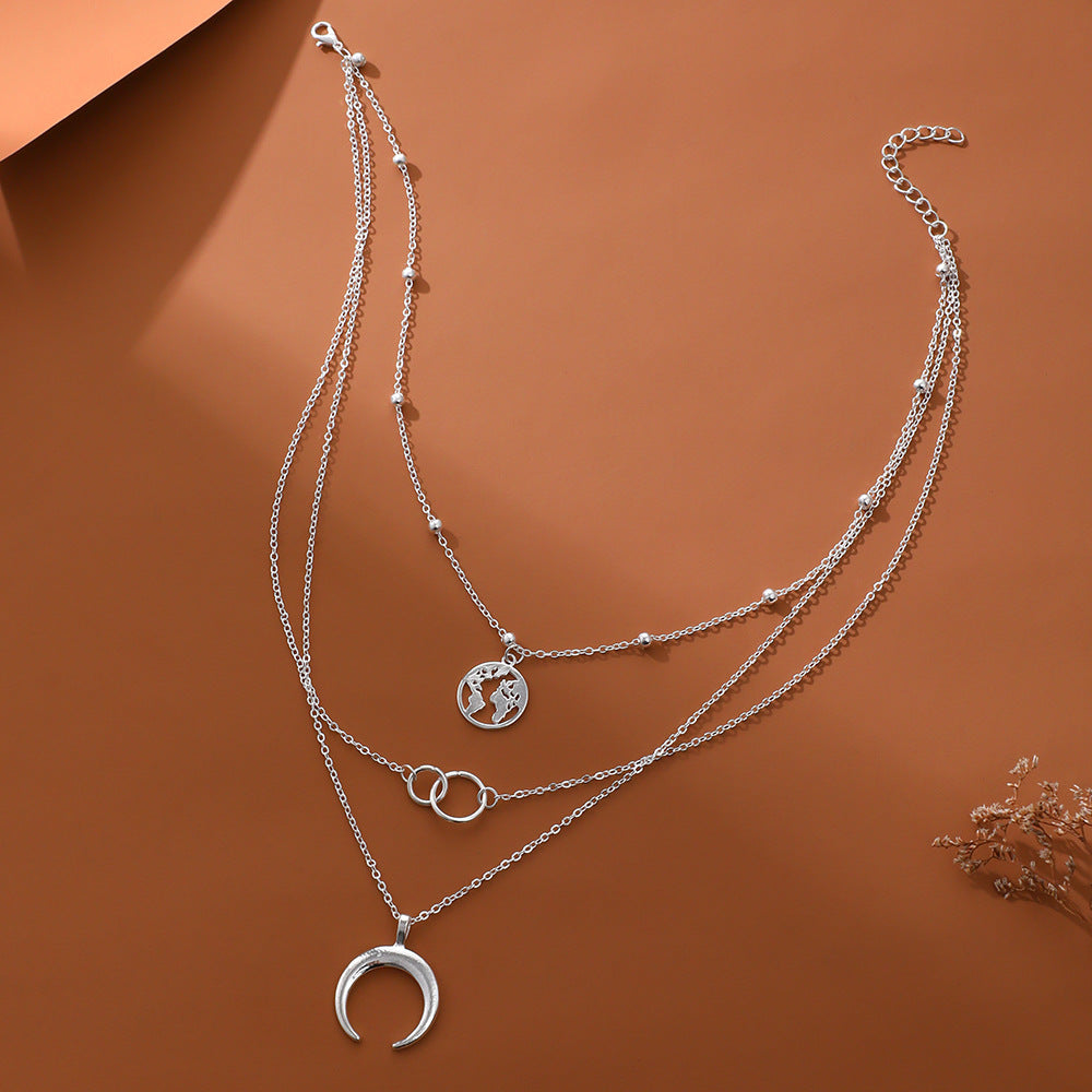 I WAS ALAWAYS HERE LIKE MOON TO THE EARTH STACK NECKLACE