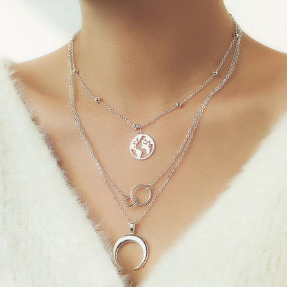 I WAS ALAWAYS HERE LIKE MOON TO THE EARTH STACK NECKLACE