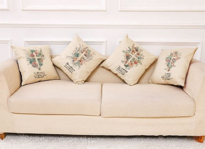 Cross Printed Quilted Pillow Case
