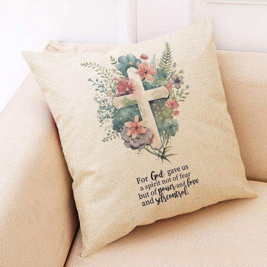 Cross Printed Quilted Pillow Case