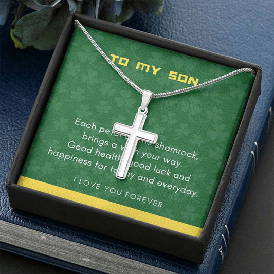 Shamrock Blessings Cross Necklace