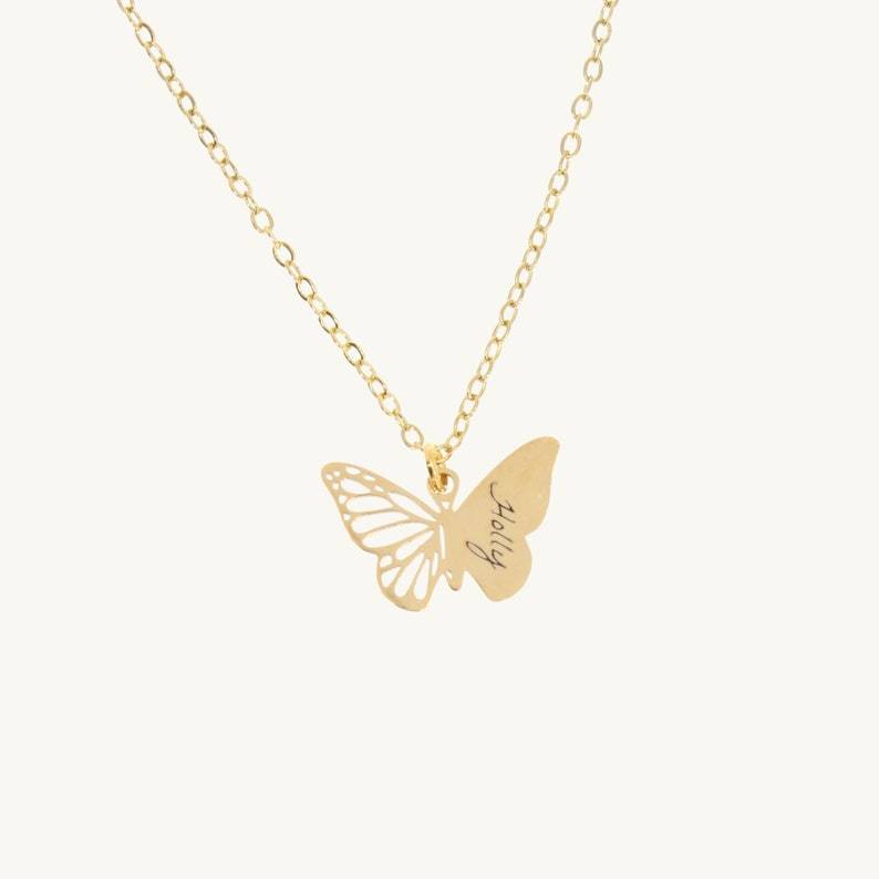 FOR MEMORIAL - CUSTOM ENGRAVED BUTTERFLY NECKLACE