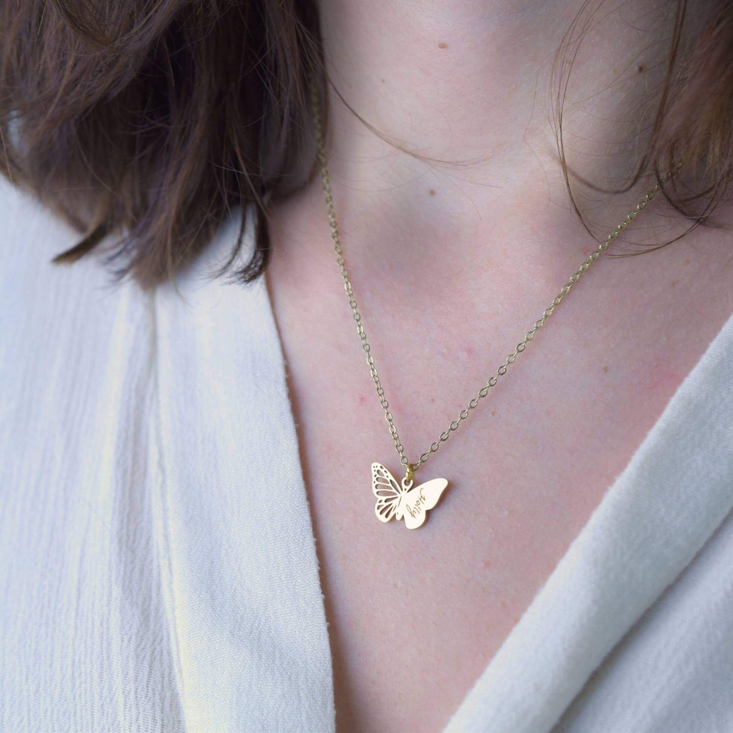 FOR MEMORIAL - CUSTOM ENGRAVED BUTTERFLY NECKLACE