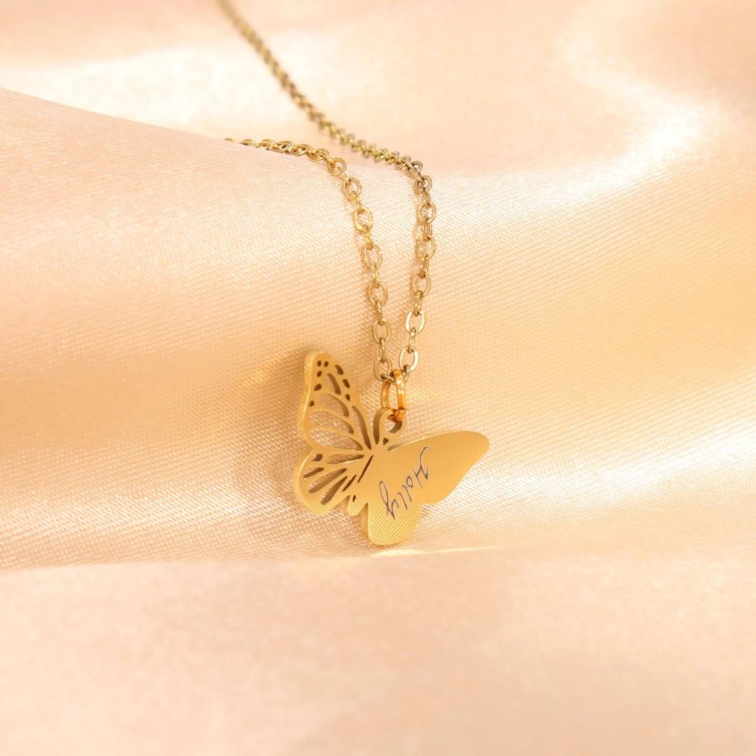 FOR MEMORIAL - CUSTOM ENGRAVED BUTTERFLY NECKLACE